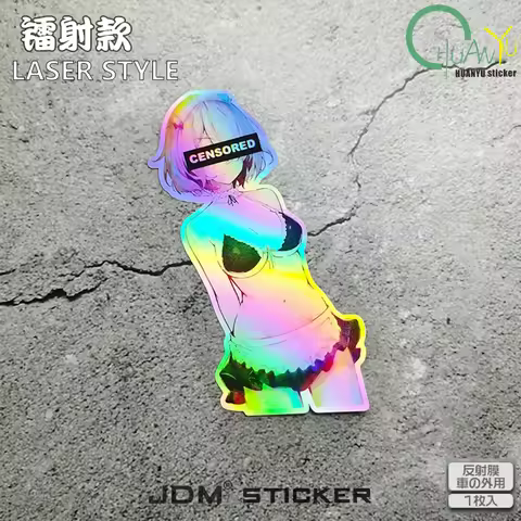 Faulty wind cyberpunk two-dimensional girl reflective car modified car sticker motorcycle electric c
