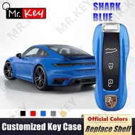 【Mr.Key】Shark Blue Porsche Colored Key Housing For 718 Macan Boxster Cayman Cayenne Key Case Key Acc
