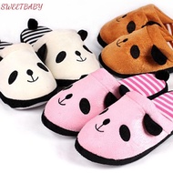 Cute Coral Velvet Striped Plush Women Ladies Home EUR 37-41 Panda Warm Shoes