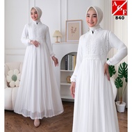 Kaftan Dress Muslimah Elegan Abaya Raya 2024 Viral Cantik Arabic Style Plus Size Jubah Putih Fashion fesyen Premium 840