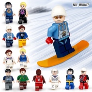 12pcs/set Sportsman Ice-hockey Basketball Baseball Player Diver Surfer Climber Skier Building Blocks Assembled Toys Minifigure Models Action Figures Accessories YM