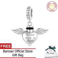 BAMOER จี้ห้อยคอน่ารักที่ระลึก925เงินสเตอร์ลิงสัตว์เลี้ยงขี้เถ้าโกศสัตว์เลี้ยงหัวใจส่วนบุคคลสำหรับ B