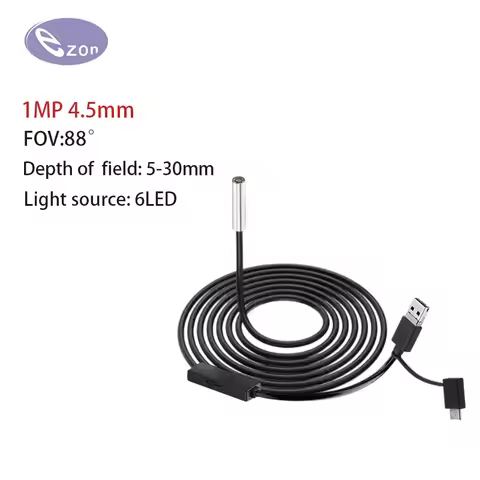 1MP 4.5mm FOV88° Waterproof Car endoscope for Mechanical maintenance 1.5m USB 3-in-1 Type-C Soft Cor