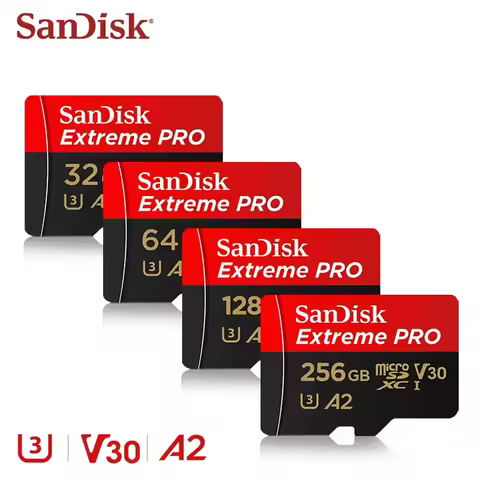 SanDisk Extreme PRO microSD UHS-I Card 64GB 128GB 256GB 512GB Memory Card A2 C10 U3 V30 4K UHD video