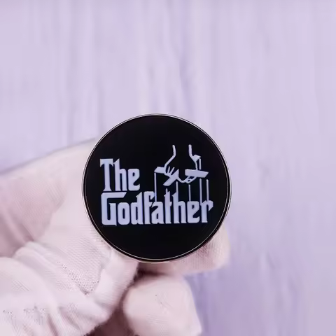 The Godfather Logo Pin Button Badge Gangster Novel Movie Christening Humour Fun