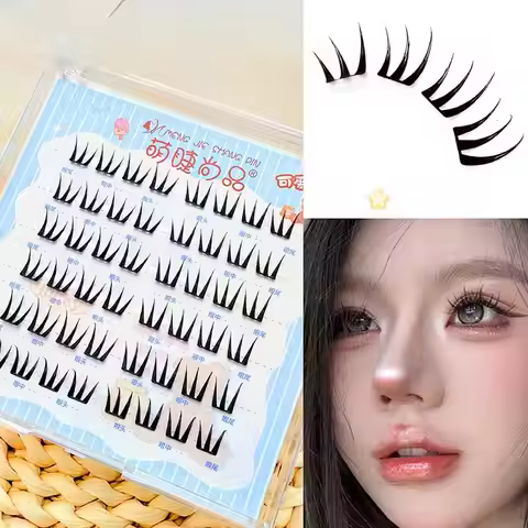 6 Rows No-Glue Self Adhesive Eyelashes Ultra-Thin Korean Manga Style False Eyelashes Natural Curl DI