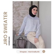(READY TO SHIP) JIRO SWEATER ORIGINAL JIRO SILVER by GONEGANI | GONEGANI STRIPE SWEATER FOR WOMEN