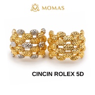 MOMAS CINCIN ROLEX 5D Emas 916 Original Cincin Emas 916 Tulen Cincin Bajet Emas 916 Cincin Murah Ema