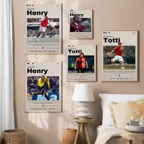 Henry Totti Poster Sports Poster Soccer Print Decor Football Legend Wall Art Fan Gift