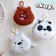 ANEMONE Bear Plush Doll Card Bag, Storage Panda Bear Plush Bear Coin Purse, Key Bag Headphone Bag Portable We Bare Bears We Bare Bears Plush Wallet Key Lipstick Earphone