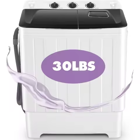 Portable Washing Machine 30Lbs Compact Laundry Solution with Drain Pump for Apartments Dorms and RVs