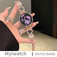 18mm 20mm 22mm Cartoon KT Diamond Metal Strap For Samsung Galaxy Watch GT 6 5 4 Ladies Band For Huaw