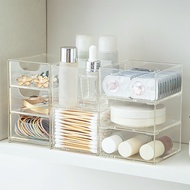WORTHBUY Stackable kotak penyimpanan kosmetik kapasiti besar bilik mandi cermin kabinet Makeup Organizer Box laci kes penyimpanan plastik