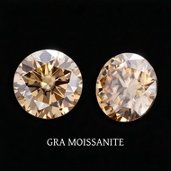 [XIMUXINHE] GRA Moissanite loose stone Round 0.5ct-5ct Champagne DIY ring earring accessories