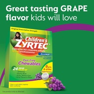 Zyrtec Children's Dye-Free Chewables for 24 Hour Allergy Relief, 10 mg Cetirizine Hydrochloride Anti