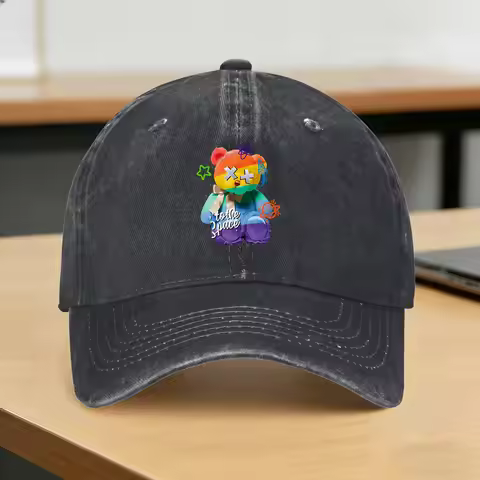 Baseball Cap Teddy Bear Playing Badminton Print Summer Casual Trucker Hat for Young Men And Women Fe