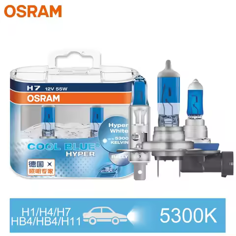 OSRAM H11 H4 H7 H1 HB3 9005 HB4 9006 12V 55W Cool Blue Hyper Halogen Car Headlight Beam 5300K White 
