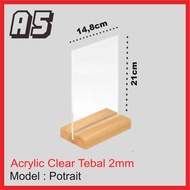 Acrylic tend card wooden holder A5 / acrylic table wooden holder A5