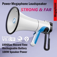 Power Megaphone Loud Hailer Rechargeable Battery Pembesar Suara Handheld Megaphone Speaker with Blue