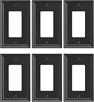 TREEWELL 6-Pack Decorator Outlet Cover Plate, Black Decorative Switch Plates and Outlet Covers, Natu