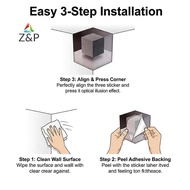 [Z&P-t] Optical Illusion Wall Art Big Size 50cm*50cm/19.69in*19.69in3D Corner Wall Decal – Impossibl
