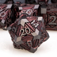 ORIFANTOU Metal DND Dice Set Dungeons and Dragons Dice with Box, Red Debris D&D Dice RPG D and D Dic