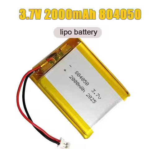 804050 Battery 3.7V 2000mAh Lipo Polymer Rechargeable Batteies with PH2.0mm 2 Plug for Mobile Power 