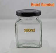 [72pcs] 200ml Square glass Jar / Balang sambal/ powder jar/ botol kaca  sambal 辣椒罐／辣椒瓶。