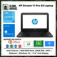 HP Stream 11 Pro G3 Laptop  Intel Celeron | 4GB DDR3 Ram | 64GB SSD | WiFi | Webcam | Windows 10 | 1