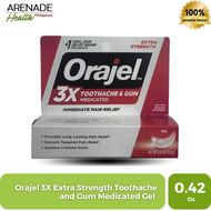 Orajel 3X Extra Strength Toothache and Gum Medicated Gel 0.42 Oz / 11.9g