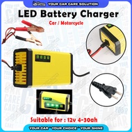 DC12V 2A-3A LED Battery Charger Smart Power Charger Starter Car Motorcycle E-bike 4-30AH Pengecas Ba