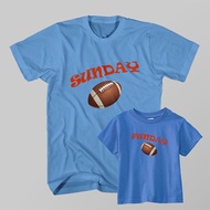 Sunday Funday Football Couple T-Shirt for Father and Son, Color Shirt Lightbiru, Sizes S-4XL, Ages 1
