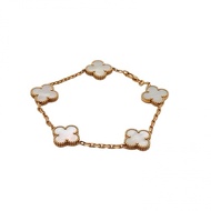 VAN CLEEF&ARPELS VintageAlhambra中號五花手鏈新扣18K黃金/白貝母S-M碼