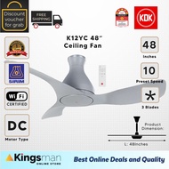 [Kingsman] KDK NODOKA JR K12YC Ceiling Fans 3 Blade 120cm 48" Smart WIFI Control New DC type Fan Malaysia KDK Warranty