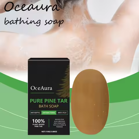 Oceaura Pure Pine Tar Body Soap Bar Daily Cleaning Body Dirts Moisturizing Strengthen Skin Barrier F