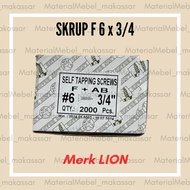 *BOX PRICE* LION F White Screw 6 x 3/4 (2 cm)