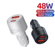 48W PD Car Charger USB Type C Fast Charging QC 3.0 Car Phone Charger