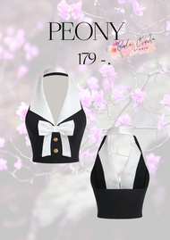 PEONY เสื้อคอปก แต่งโบว์ น่ารัก สไตล์เกาหลี