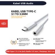 USB Type C Cable 3.1 to Audio Jack Converter Female L41 3.5mm 10.5cm White