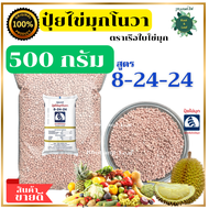 ปุ๋ยสูตร 8-24-24 ปุ๋ยไข่มุกโนวา ตราเรือใบไข่มุก ช่วยให้ขั้วเหนียว เร่งดอก ผลใหญ่ ลูกดก เม็ดปุ๋ยสีชมพ