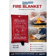 SAFETYWARE 🔥 Fire Blanket Fiberglass 550°C (4ft x 4ft / 4ft x 6ft) | Emergency Fire Safety Blanket M
