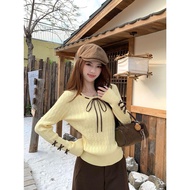 Women's Knitted Bow Knot Sweater - Spring Autumn