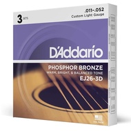 D'Addario EJ15/EJ16/EJ26 Guitar Strings - Phosphor Bronze Acoustic Guitar Strings , 3-Pack