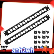 2 Packs 1U Rack XLR Patch Panel , Punched Metal Rack Mount Audio Rack Mount Panel 1U16