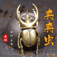 [Taoyuan Ready Stock] Retro Brass Simulation Beetle Desktop Small Ornaments Pure Copper Animal Clip 