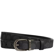 Coach Harness Buckle Cut To Size Reversible Belt, 25 Mm in Charcoal/ Black CX057