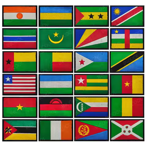 Embroidery Patches African Morocco Nigeria Algeria Seychelles Botswana Gabonese Libya Mauritania Dji