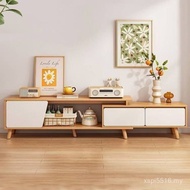 Solid Wood Leg Retractable Small Apartment Nordic Living Room Simple Coffee Table Combination TV Cab