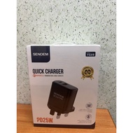 💯Original SENDEM YG89 UK plug PD25W Dual Ports USB+USB-C Fast Charger