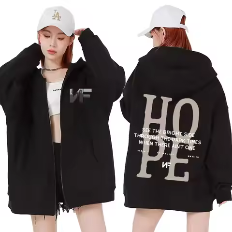 Rapper NF Hope Tracklist Zipper Hoodies Hope Album Tour Vintage Style Zip Up Hoodie Men Women Fashio
